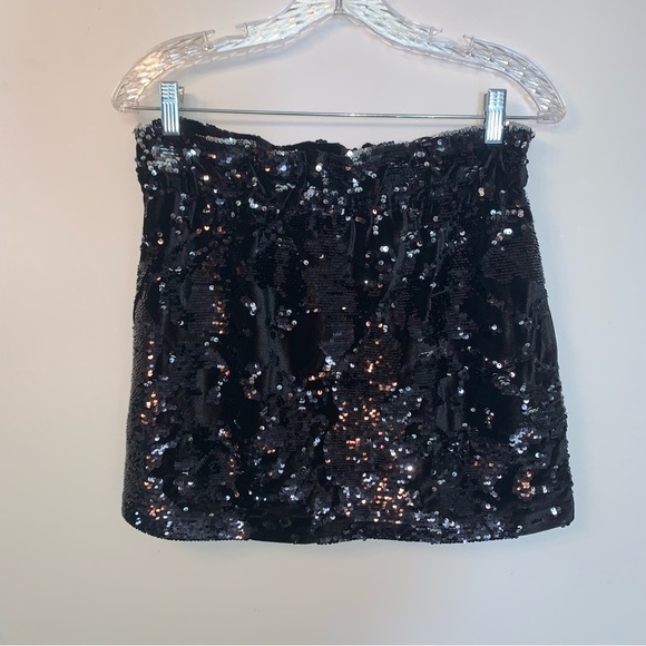 Zara Black and Silver Sequin Mini Skirt M - Picture 3 of 7